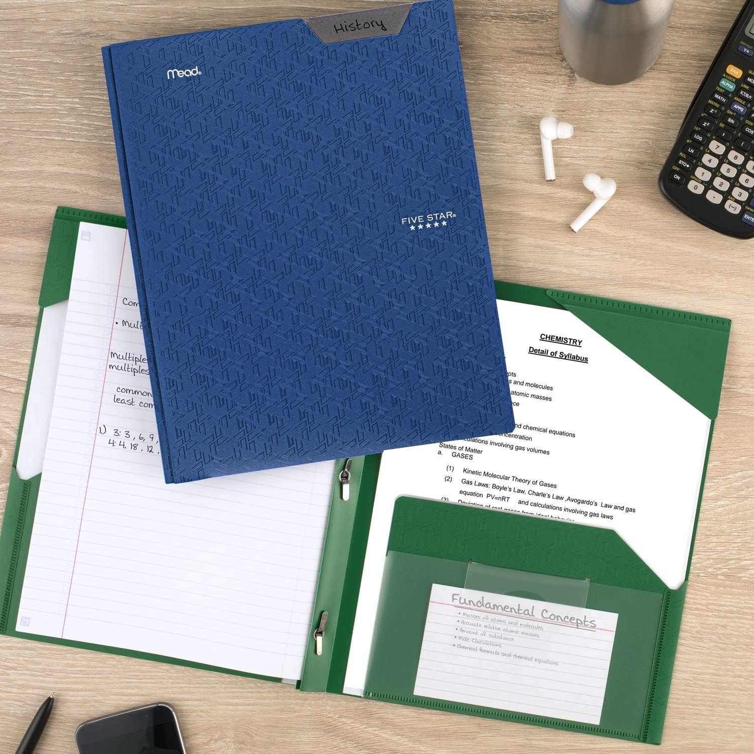 Five Star 2 Pocket Folder, Stay-Put Folder, Plastic Colored Folders with Pock...
