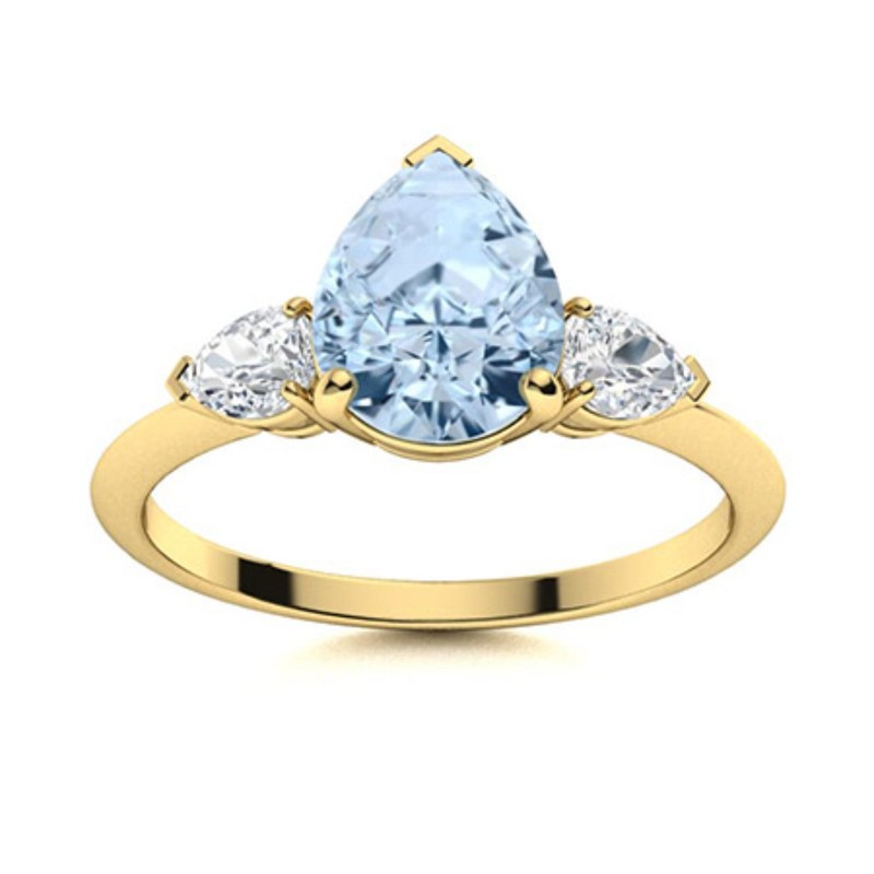 Aquamarine Stone 925 Silver Boho Three-Stone Womens day New Ring Jewelry