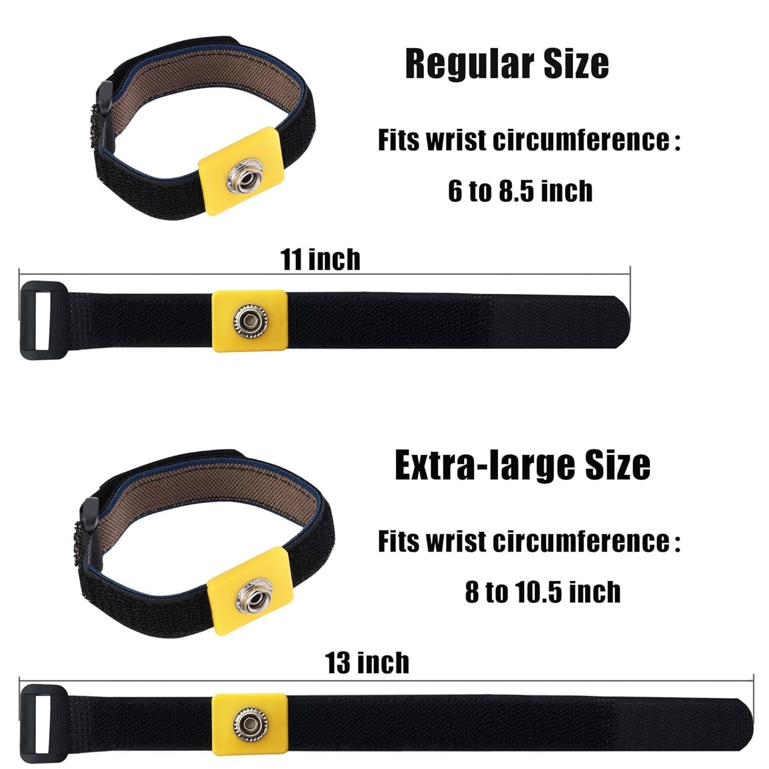 Adjustable Anti Static Grounding Strap - 11" for Safe Electronics Work, 2-Pack