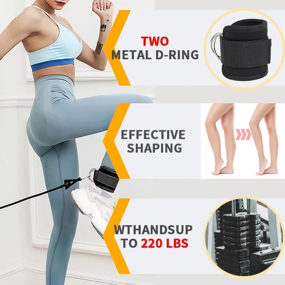 Ankle Strap for Cable Machine 1 Pair Ankle Bands for Working Out Ankle Cuffs