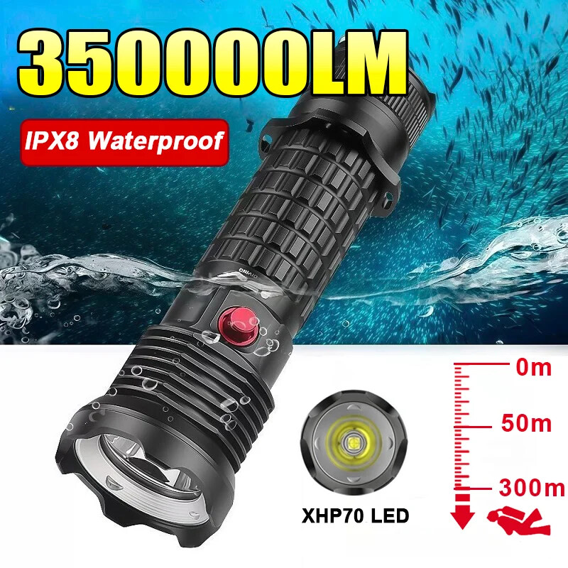 35000LM Professional LED Diving Flashlight Underwater Scuba Torch Dive Light US