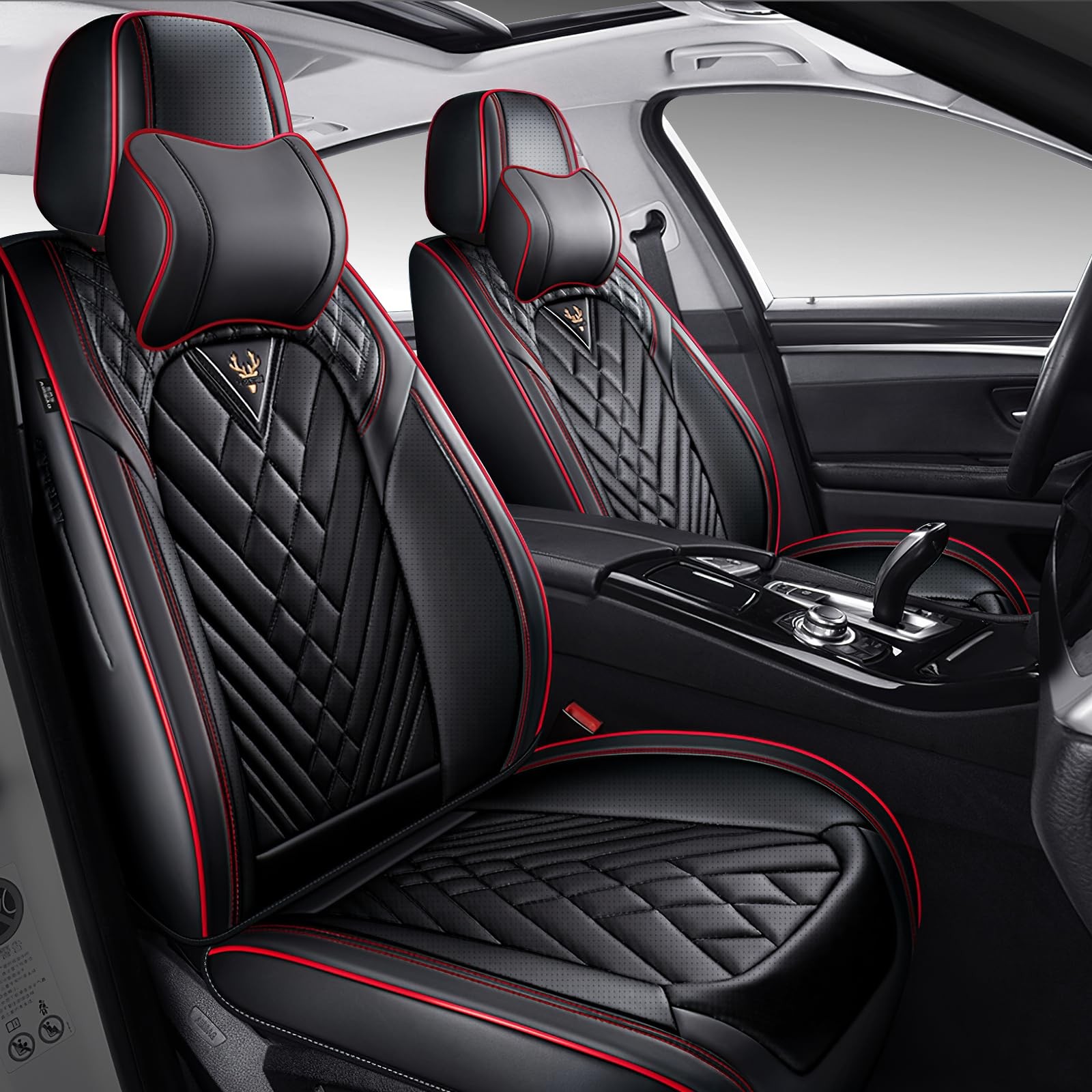 Seat Covers Colorado 2004-2026 Waterproof Leather Front Headrest Black Red