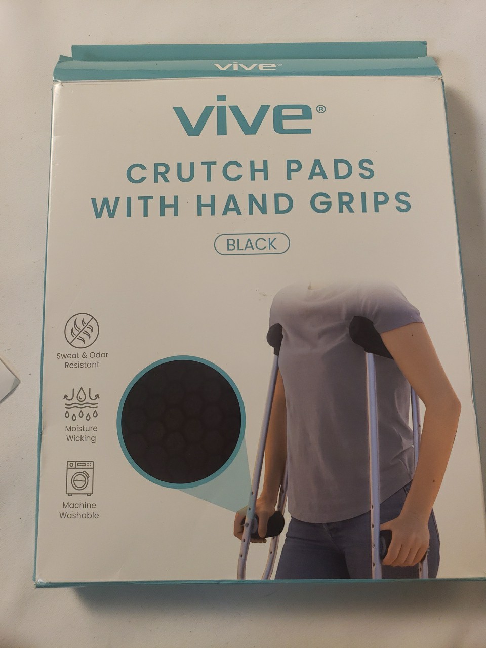 Vive Crutch Pads Adults Underarm Pads & Hand Grips - Black, NEW *Ships Free Read