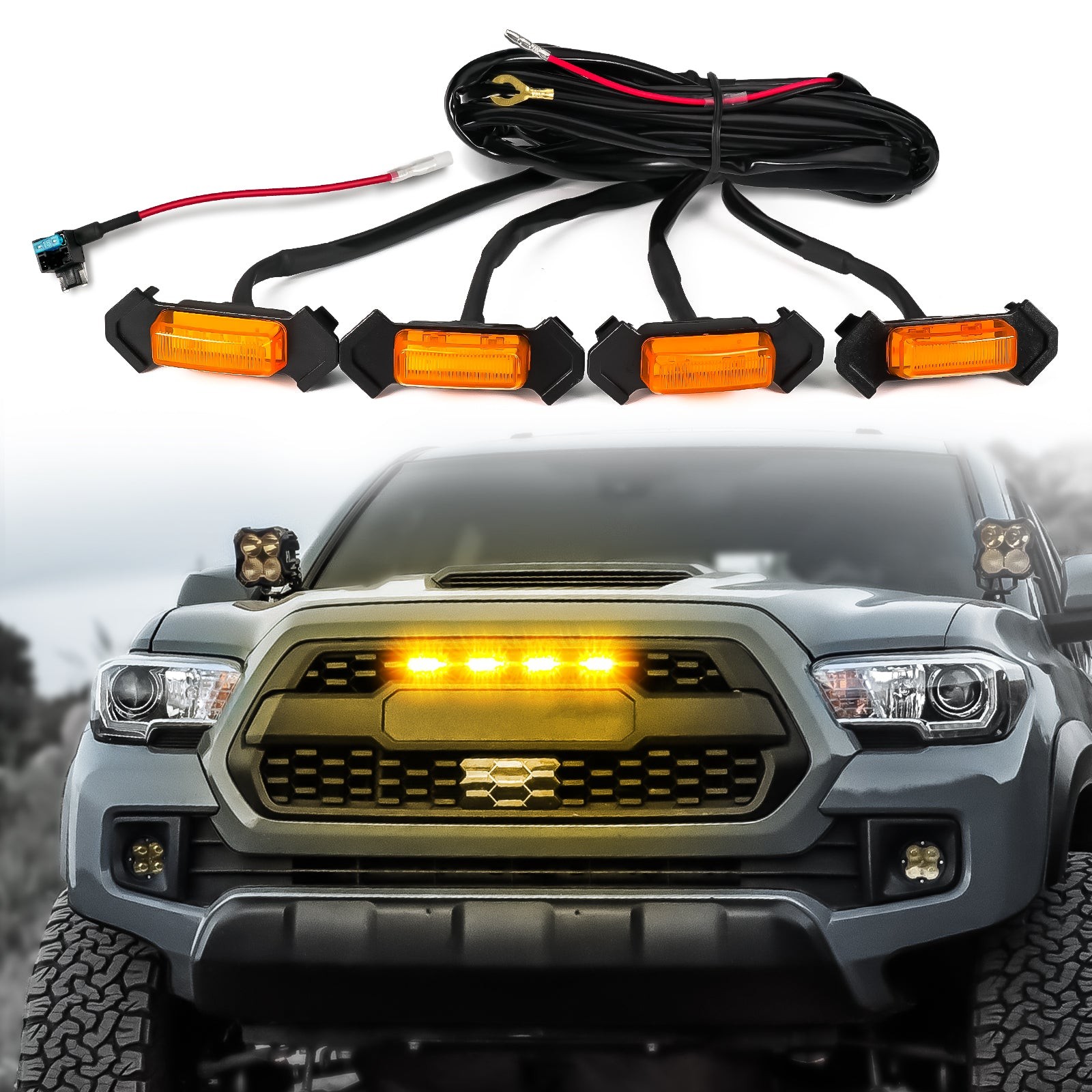 OPT7 Amber LED Grille Light Kit 4PC for Toyota Tacoma TRD Pro 2016-2023