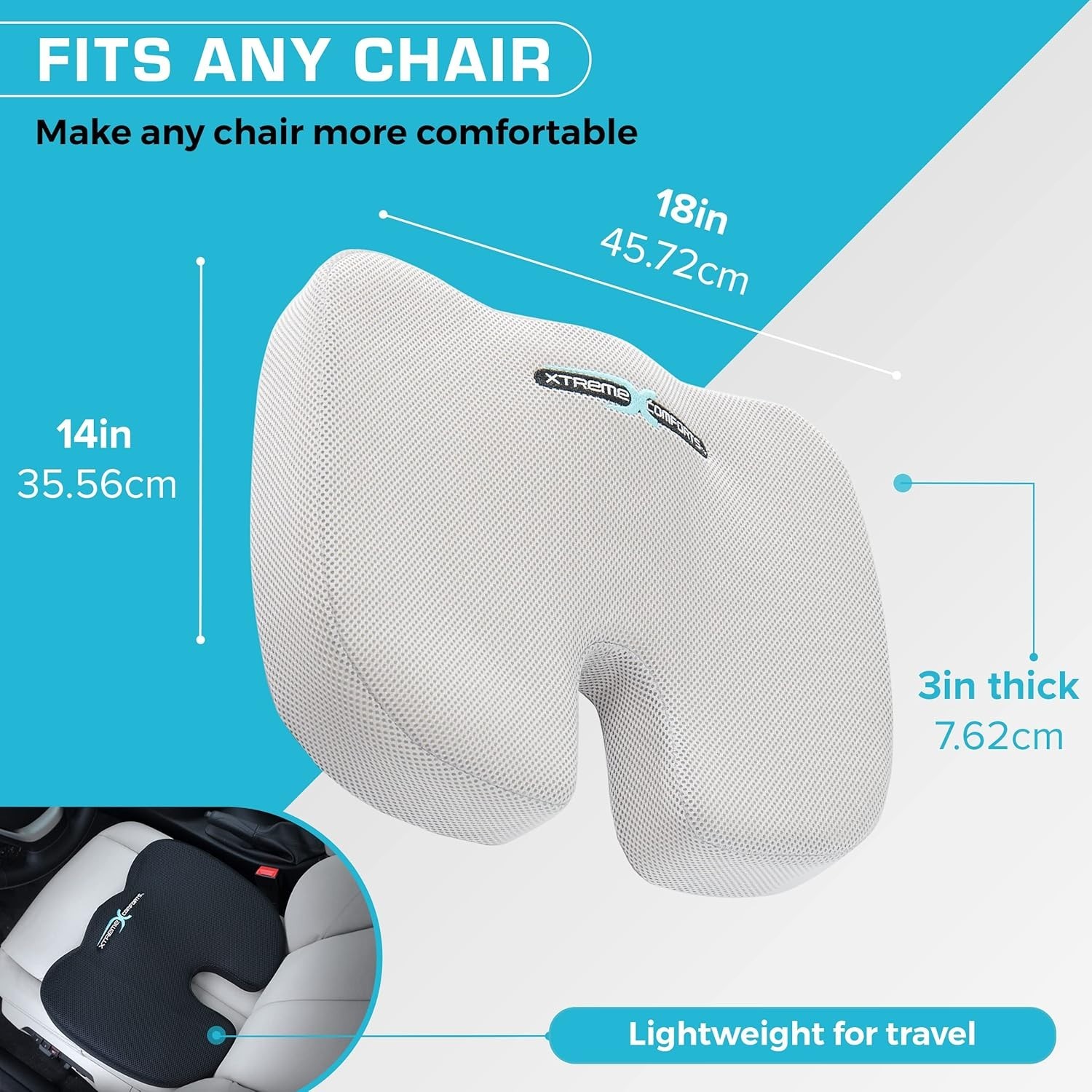 Breathable Memory Foam Seat Cushion for Desk & Wheelchair - Machine Washable