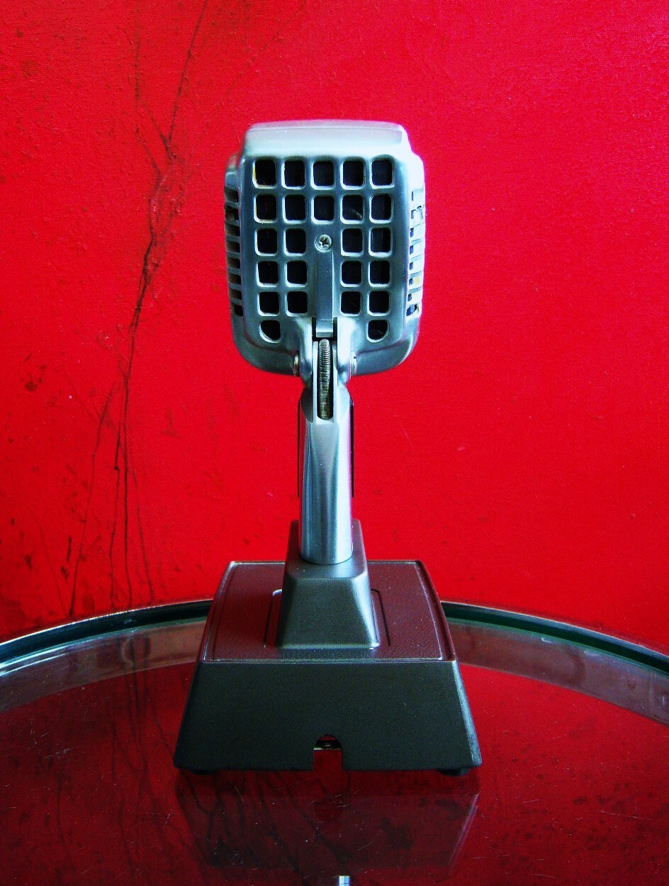 Vintage 1960's Shure 737A crystal super cardioid microphone w period S37A stand
