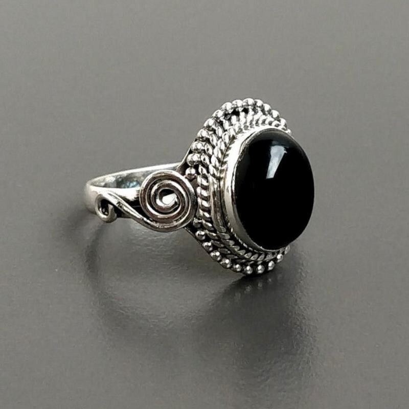 Sterling Silver 925 Metal Purity Black Onyx Gemstone Handmade Women Ring