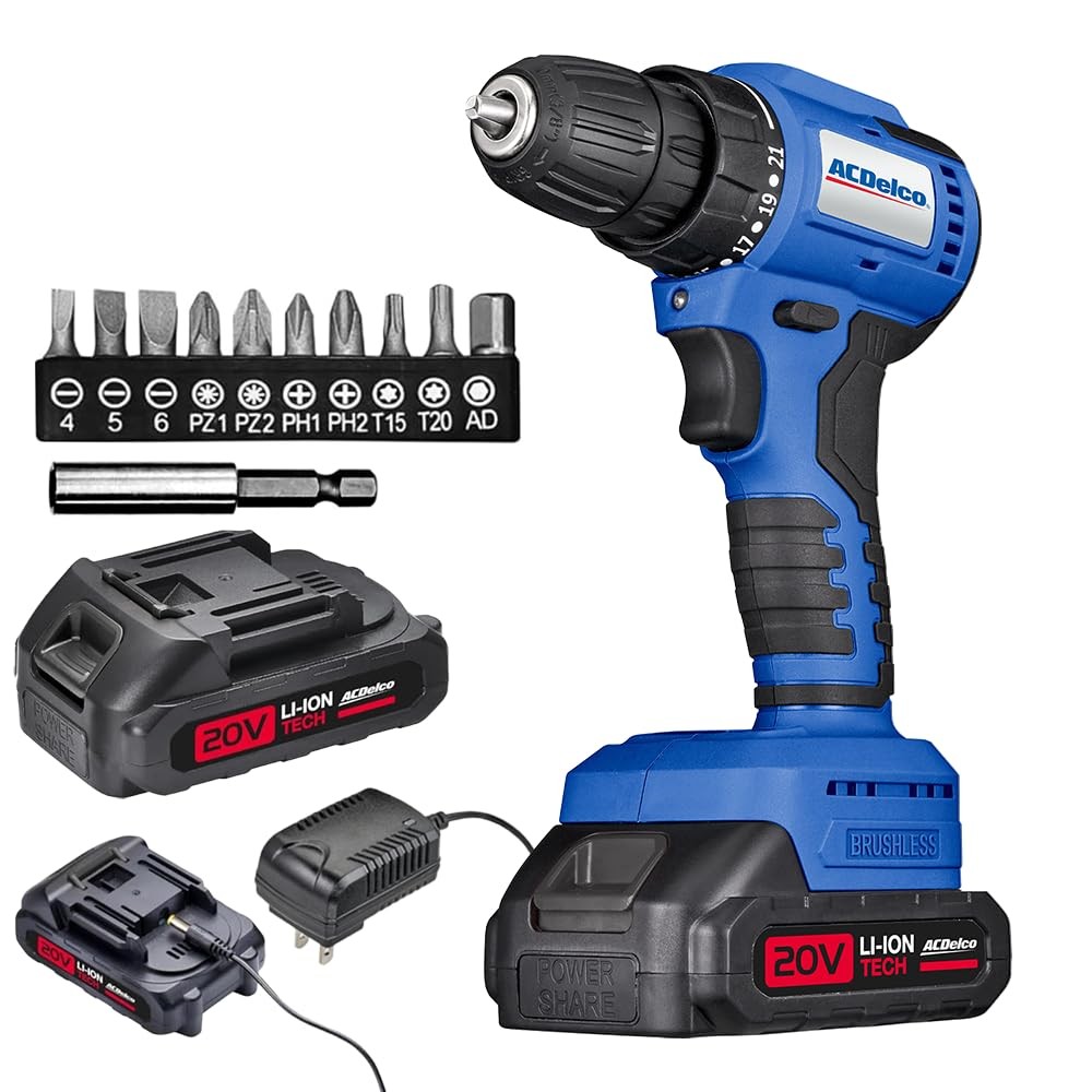 ARD20137P 20V Cordless Drill Set, Power Drill Kit with Battery and Charger, 2...