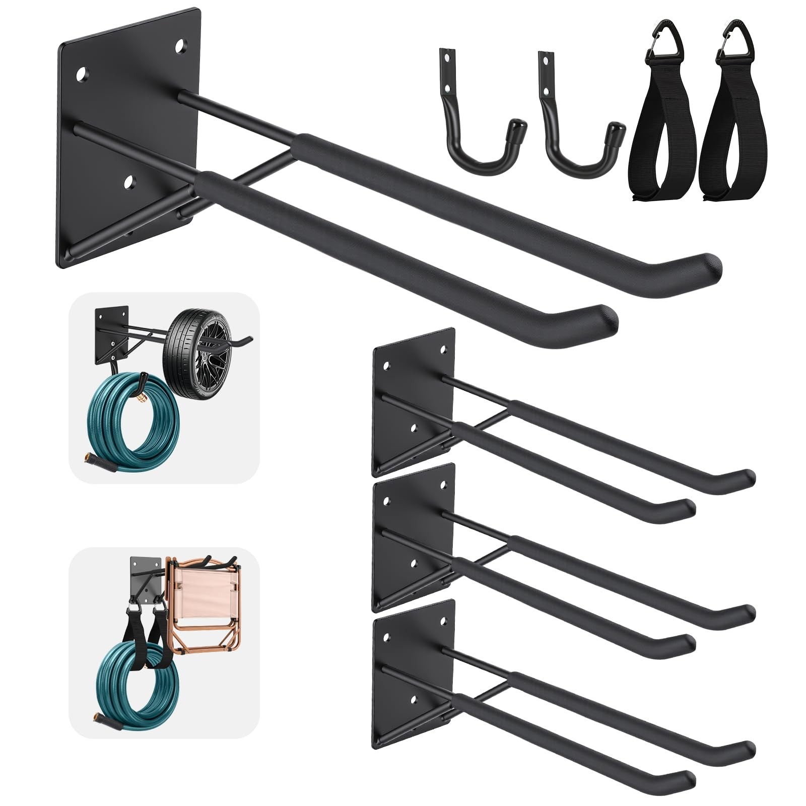 14" Garage Hooks Heavy Duty 8-Pack - Garage Storage System Hooks, Ladder Hook...
