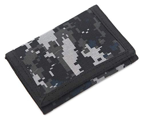 AI-DEE RFID Trifold Canvas Outdoor Sports Wallet for Kids - Front Digital Gray