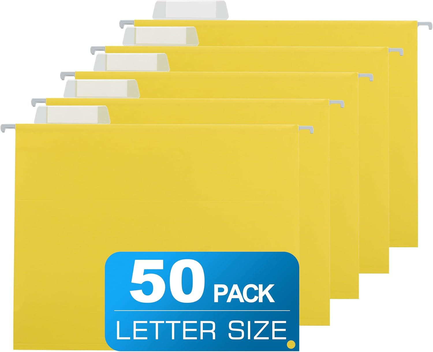 50 Packs Hanging File Folders Yellow,Letter Size 8.5X11, Hanging File Folders wi