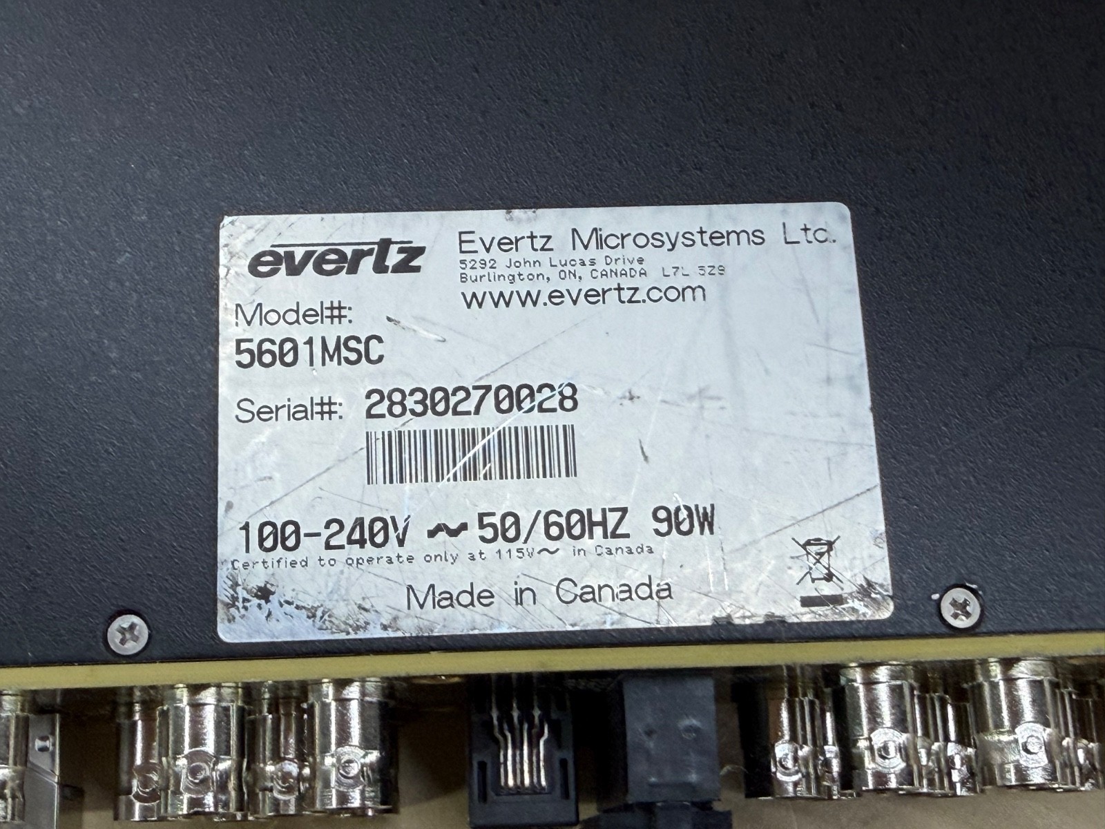 Evertz 5601MSC Master Clock w/ Dual Power Supply - Non functioning (270028)
