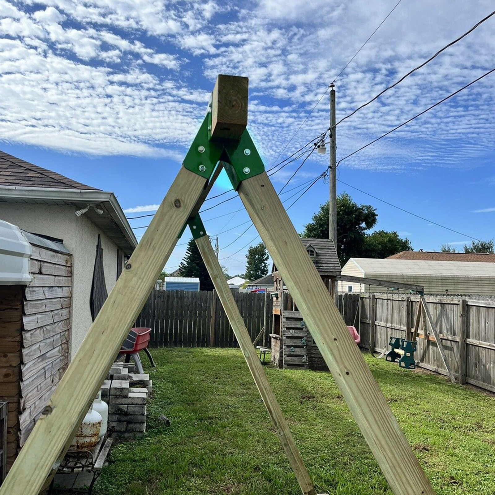 Brand New Pair 1-2-3 A-Frame Swing Set Brackets Complete Set 2 Brackets Green