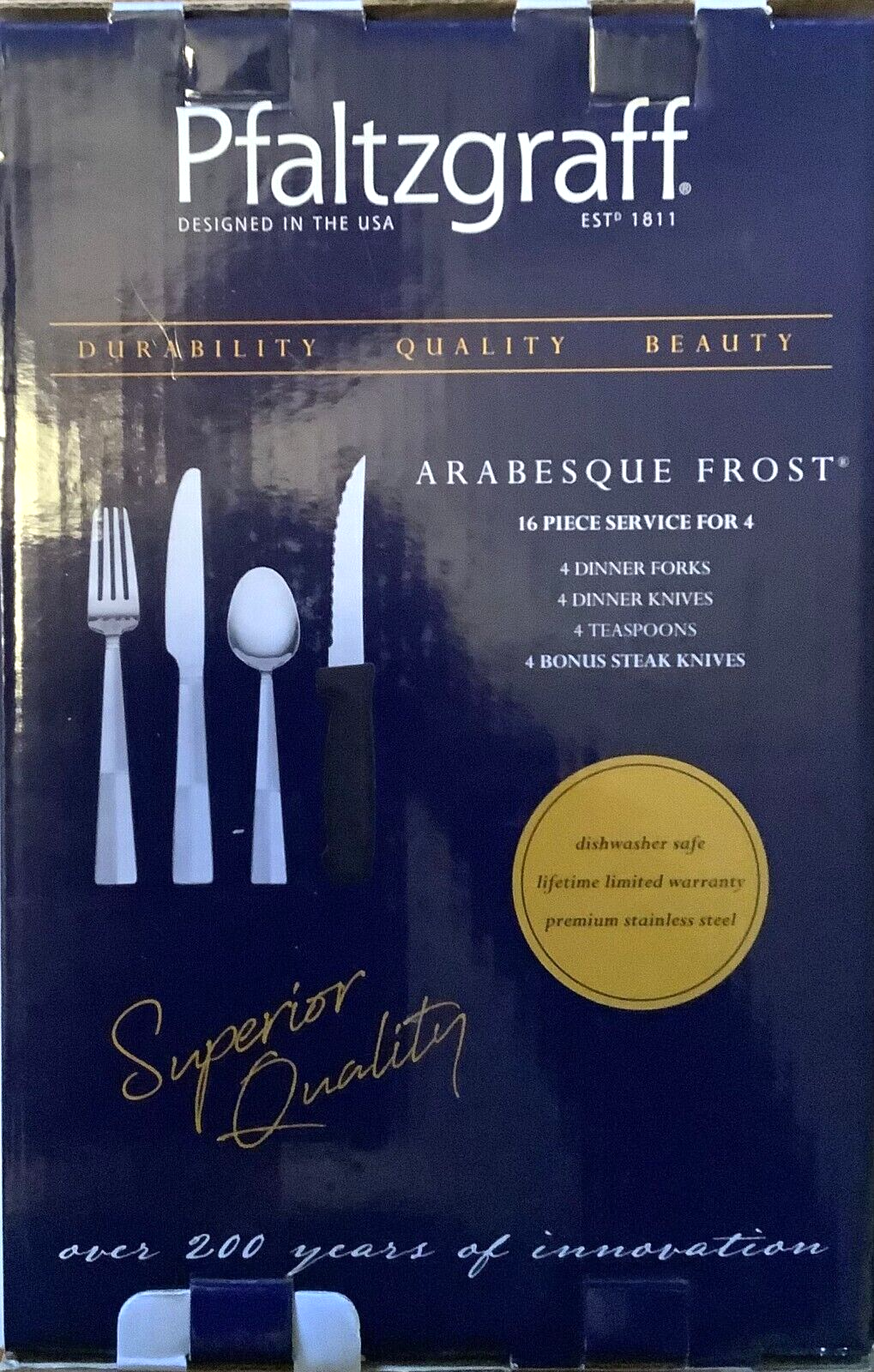 Pfaltzgraff - Arabesque Frost / 12-Piece Stainless Flatware Silverware Set