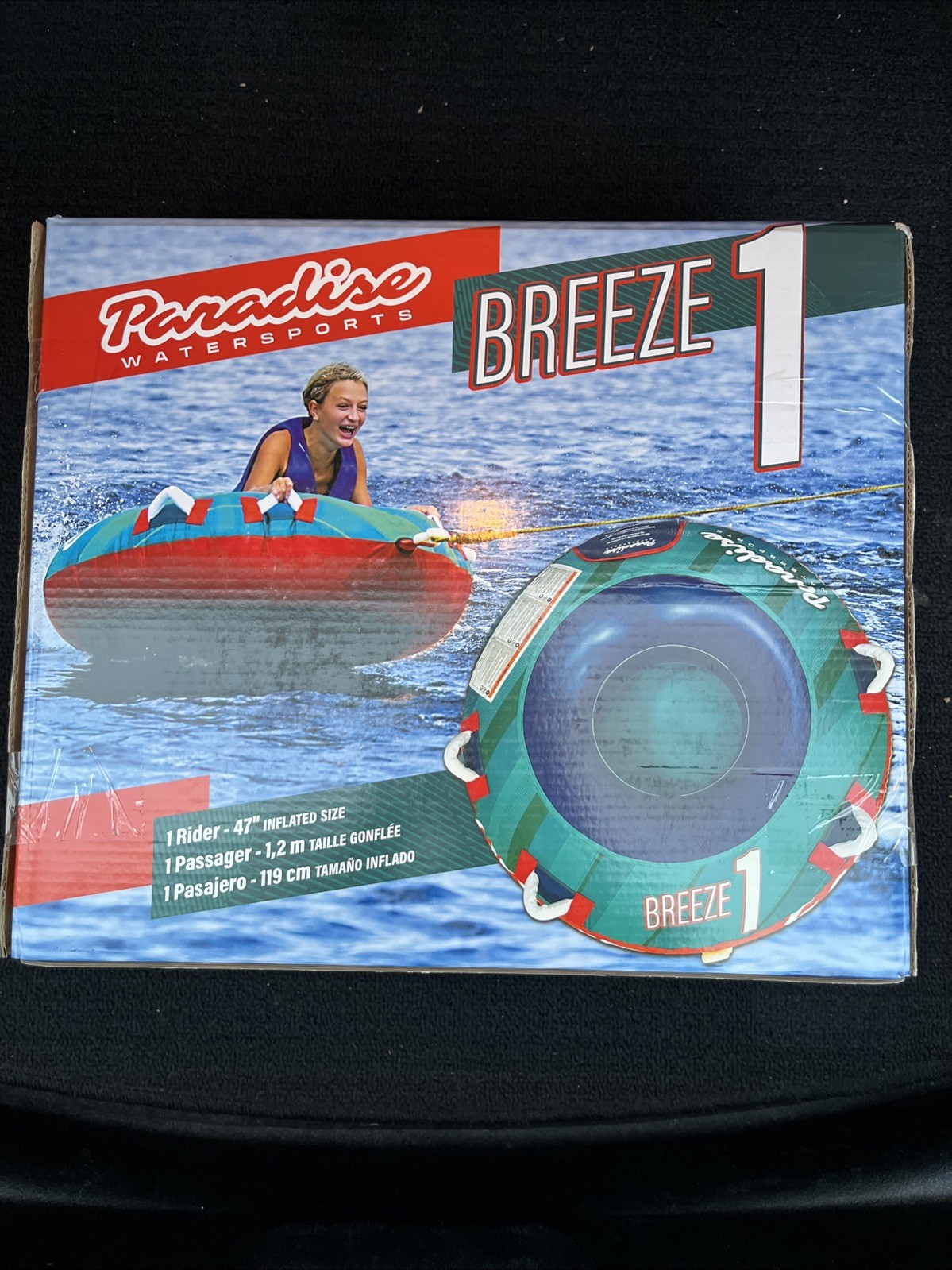 NEW Paradise Watersports Breeze Towable Tube 1-Rider Teal/Red – Sealed Box!