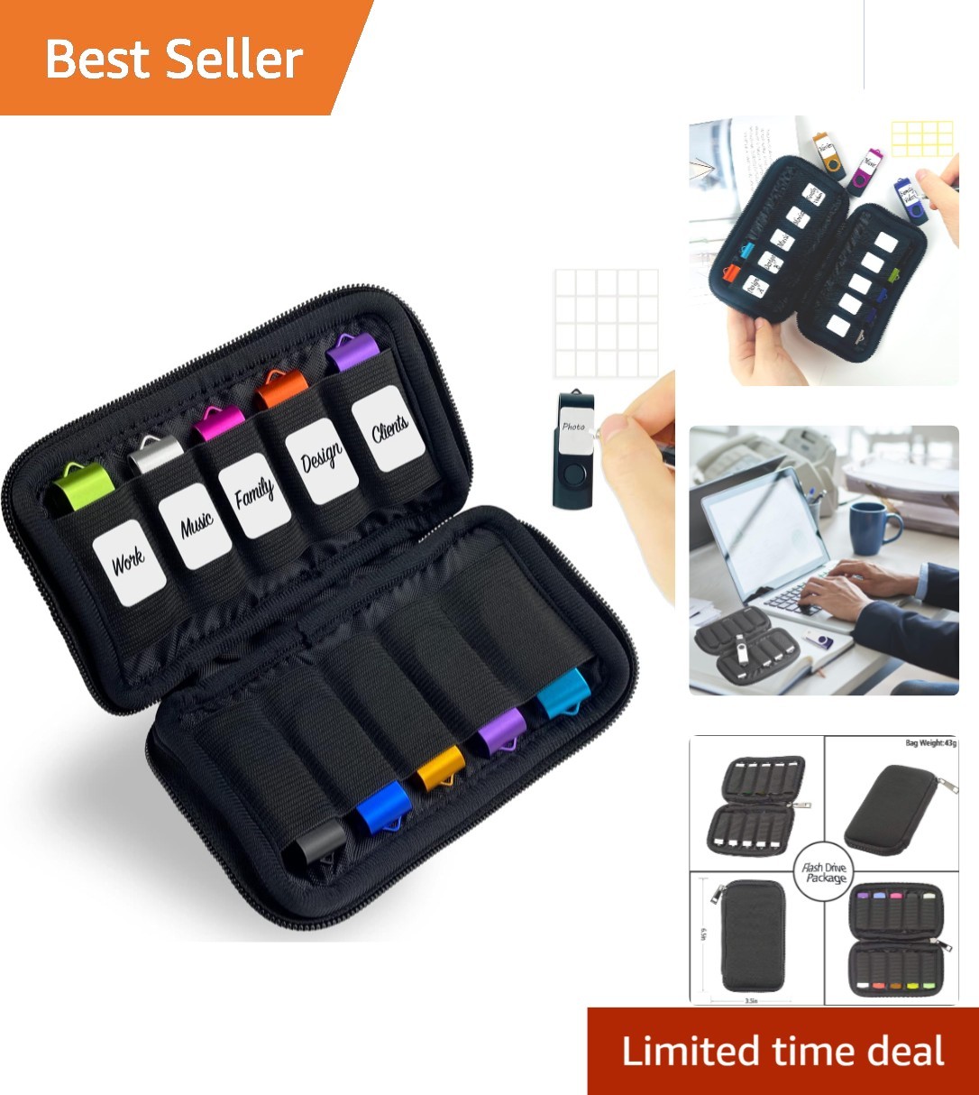 10-Slot Neoprene USB Storage Case for Ultimate Flash Drive Organization