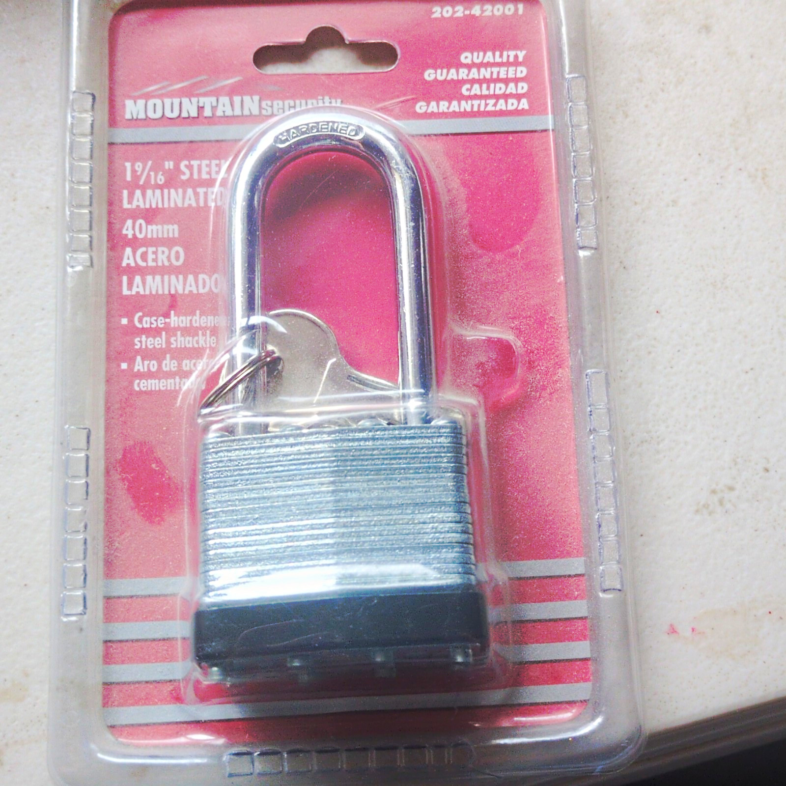 Mountain Security 40mm Steel Laminated Case-Hardened Keyed Padlock 2024-2001