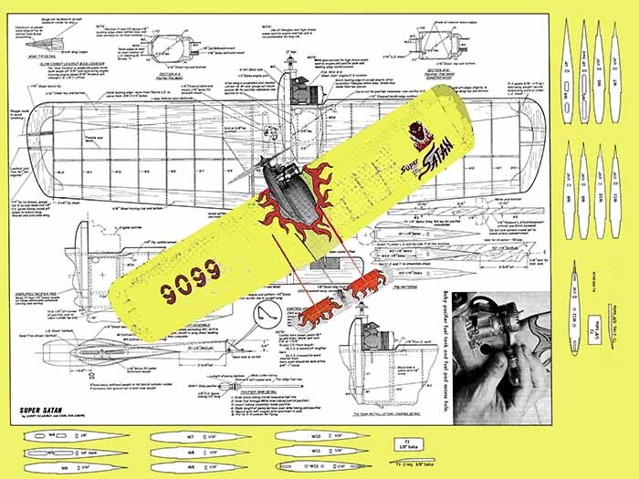 Carl Goldberg Model Airplane Plans (UC): Super Satan 39" Combat for .36