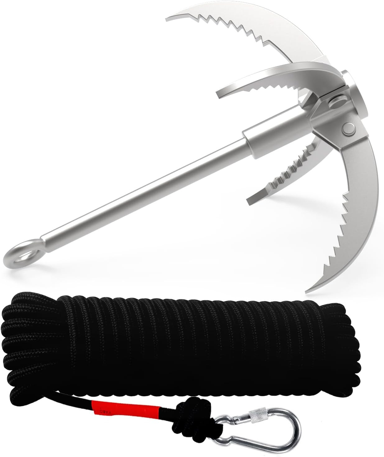 Grappling Hook Stainless Steel Claw Carabiner for Camping Hiking Tree Grabbing a