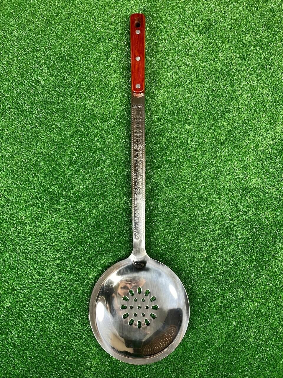 Skimmer Uzbek Stainless Steel Wood Handle Kazan Shumovka Шумовка Капкир 47/17.5"
