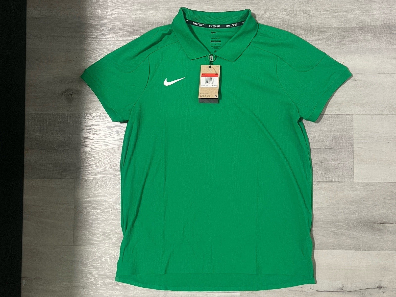 NikeCourt Dri-FIT ADV Textured Tennis Polo Mens  Large Green Slim HQ0792-310 NWT