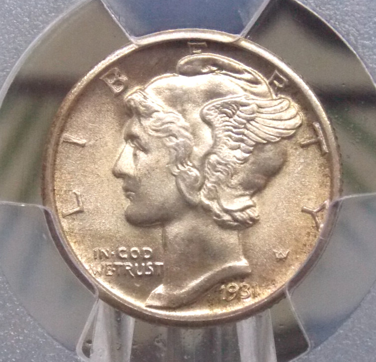 1931 "D" Mercury SILVER Dime 10c PCGS MS66 FB #138 *FULL BANDS* Unc BU ECC&C Inc