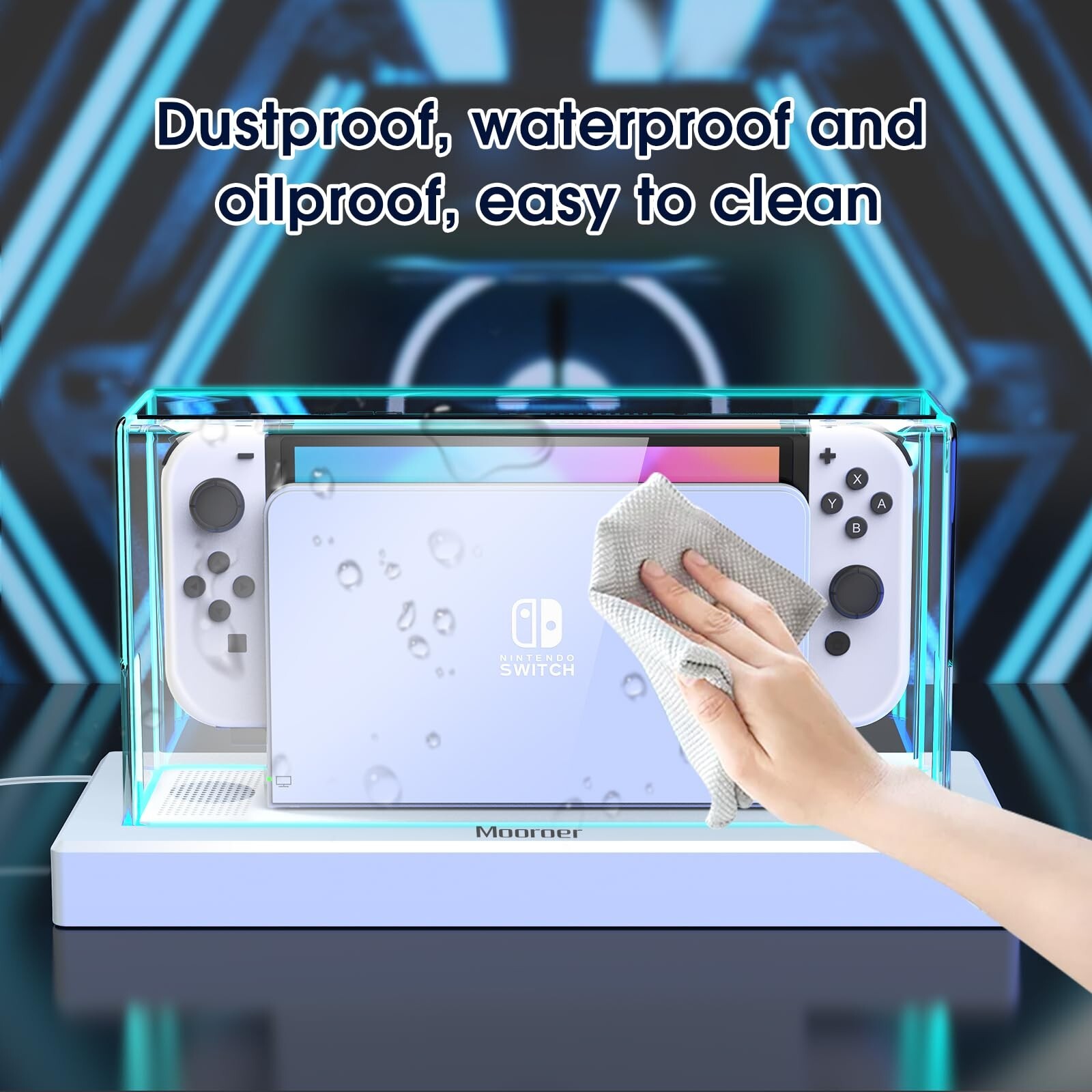 Dust cover with base, transparent Switch protective case, scratch dust resistant