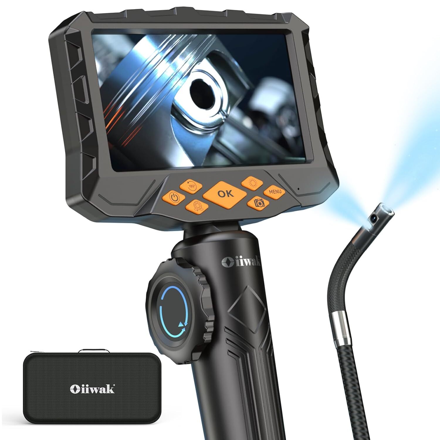 5inch Industrial Endoscope Borescope LCD 8mm Inspection Snake Camera Waterproof