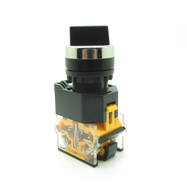 Round 22mm Rotary Selector Switch 2 Positions NC + NO Latching Self-Locking 10A