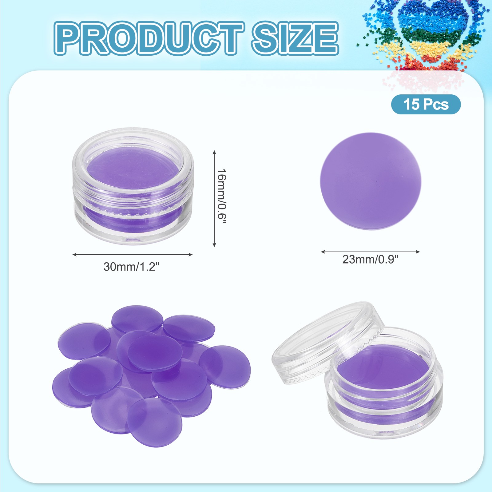 15PCS Diamond Art Painting Wax with Box DIY Wax Refills(23mm/0.9", Purple)