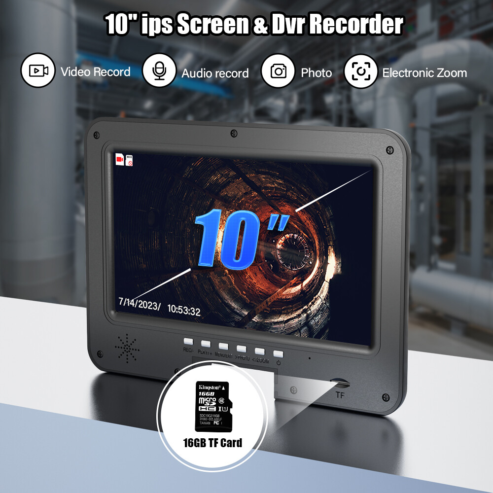 100m Sewer Pipe Inspection Camera 512hz Self-leveling Pipe Camera 10" Display