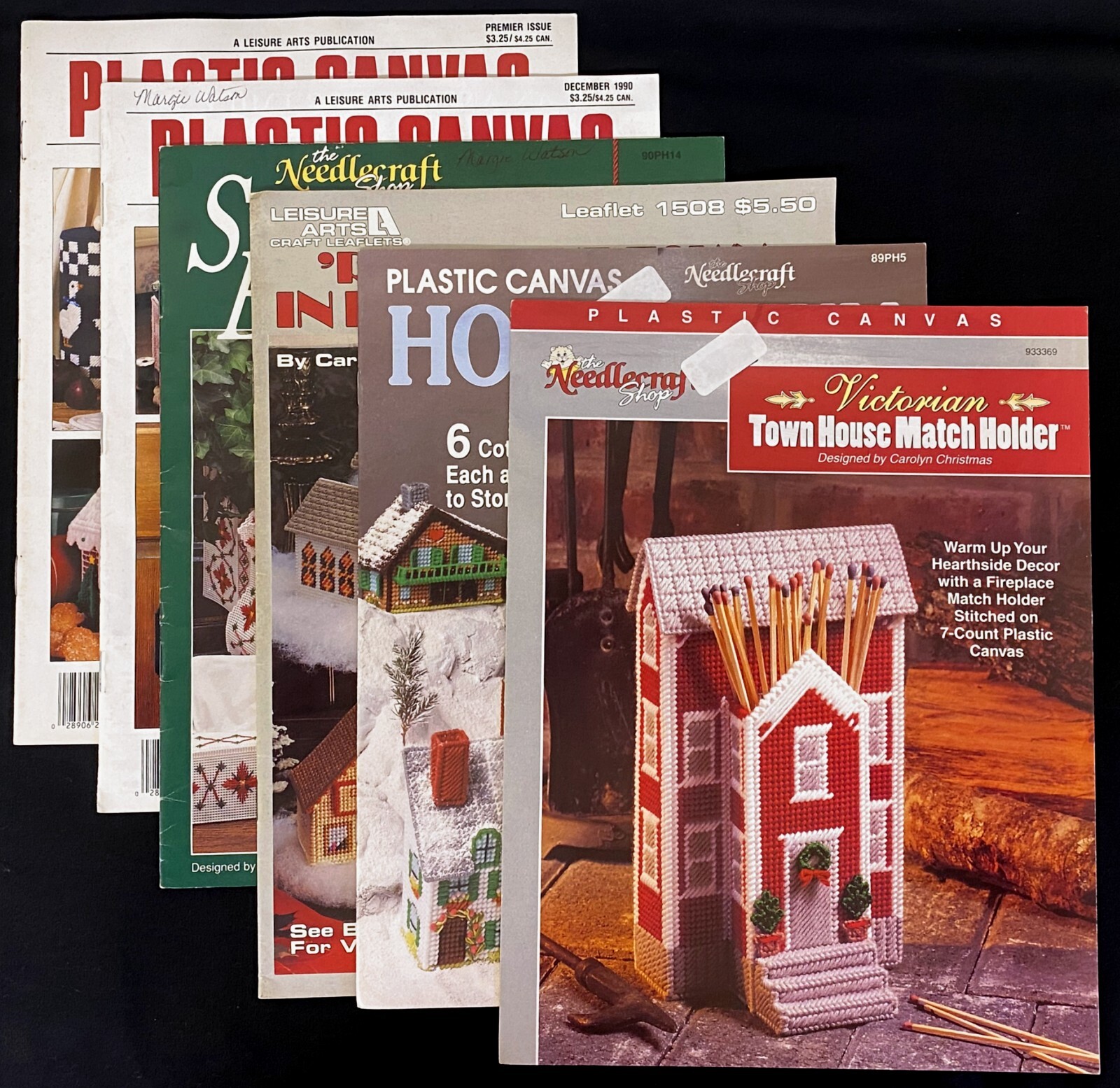 Lot 6 Plastic Canvas Booklets Magazines Christmas Themes Corner Pattern Vintage