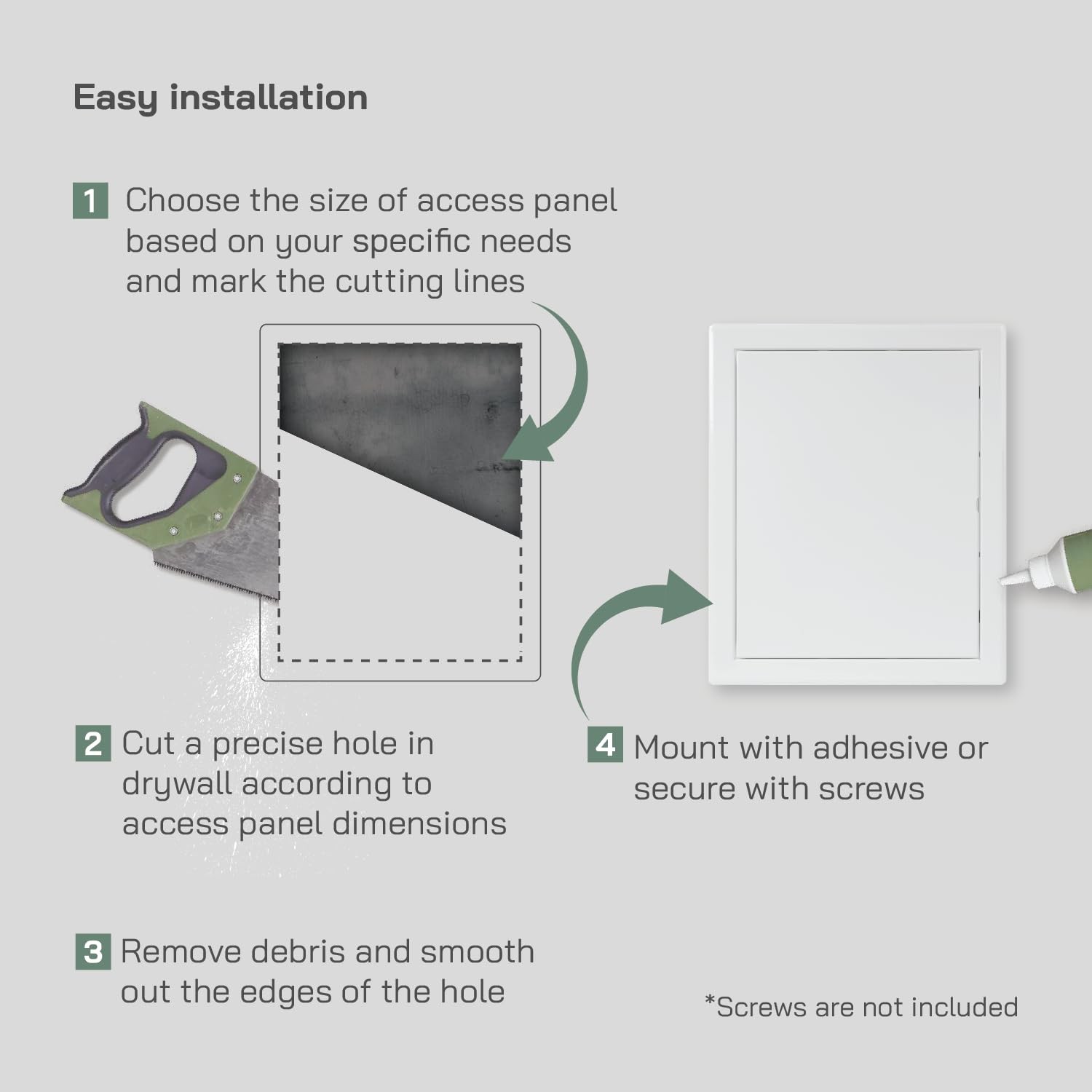Vent Systems 8'' x 10'' Inch White Metal Access Panel - Easy Access Doors - Acce
