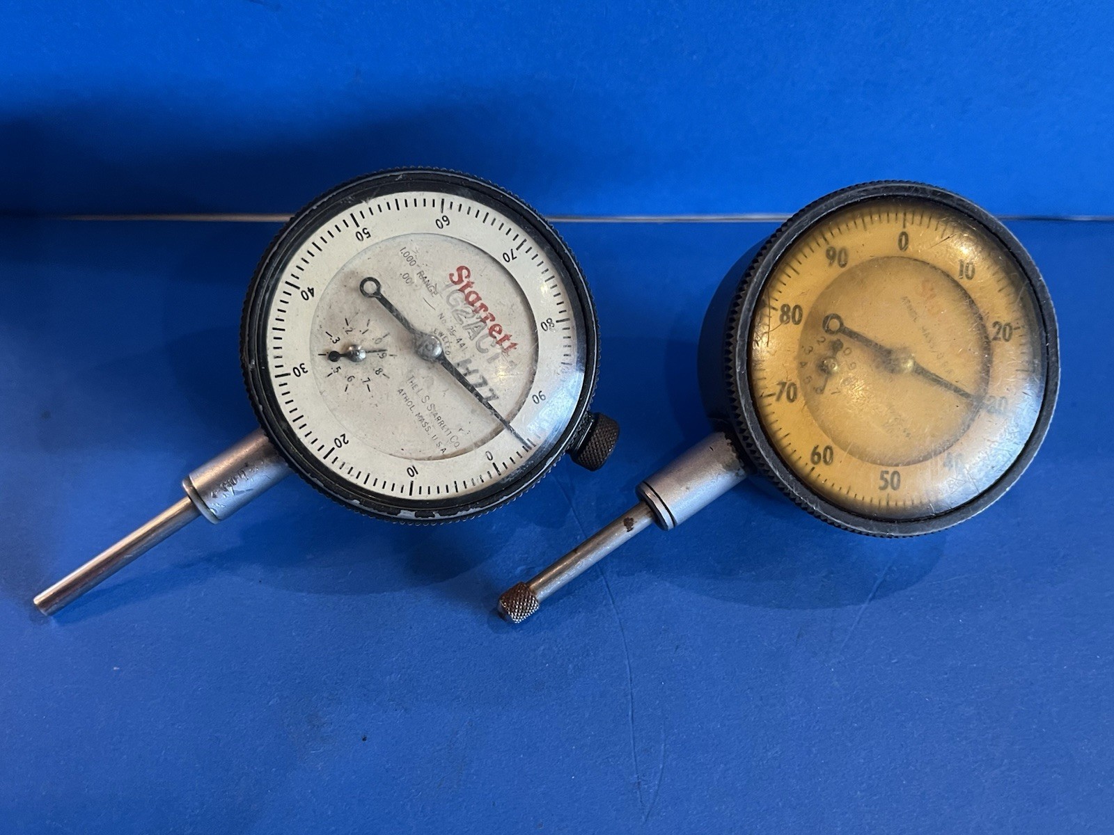 Lot Of 2 For Parts Starrett 25-441 Dial Indicator 0-1.00" Range .001" Graduation