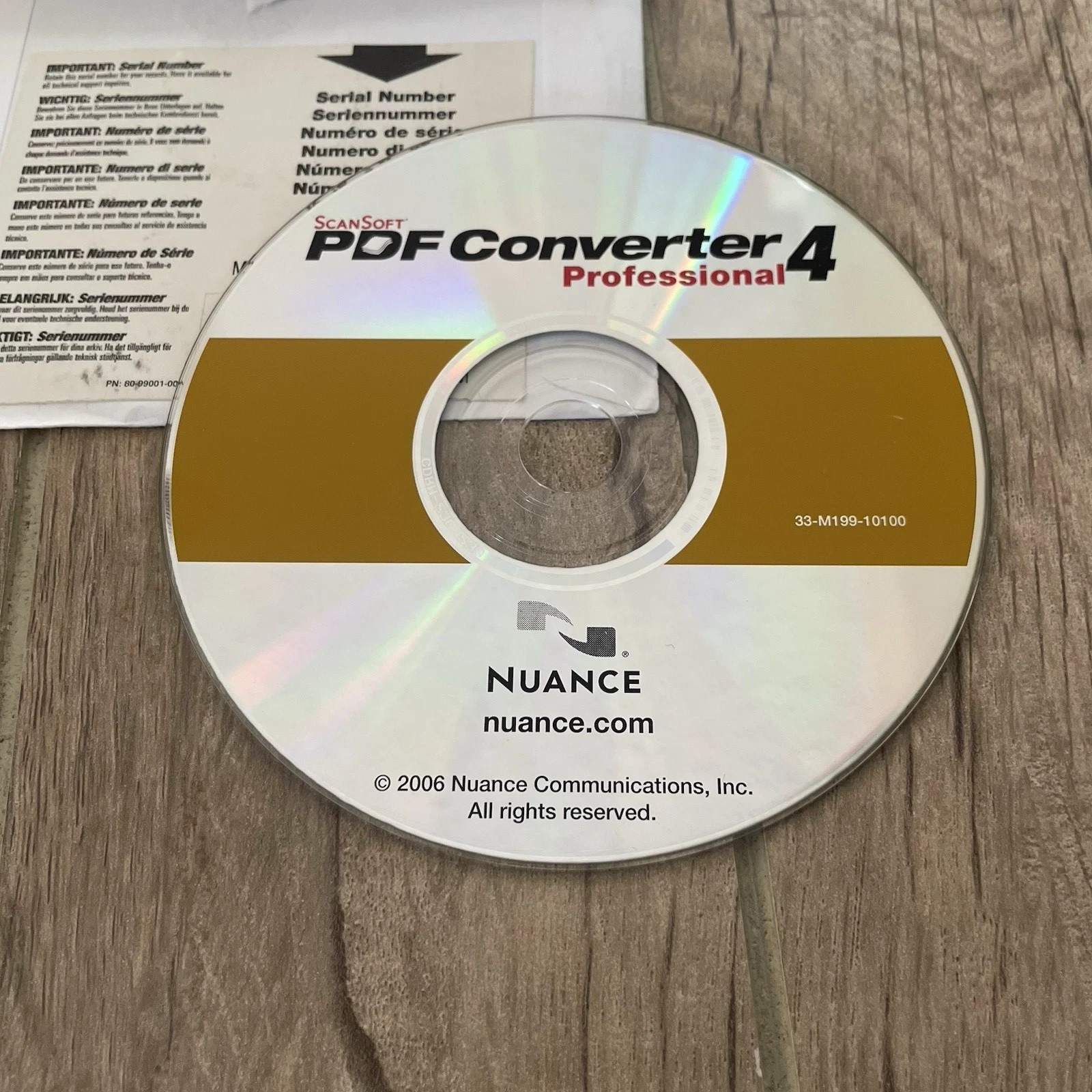 Nuance PDF Converter Professional 4 - Install Disc & Serial Number