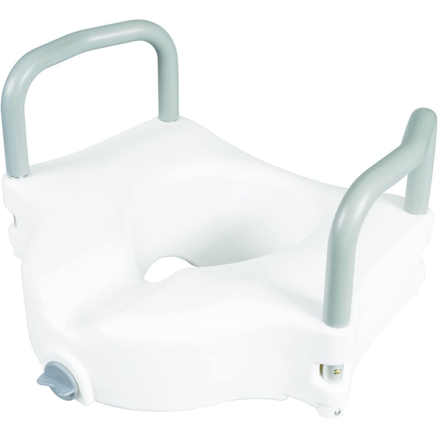 Carex 4.5 Inch Raised Toilet Seat with Arms Elongated Toilet Seat Riser White