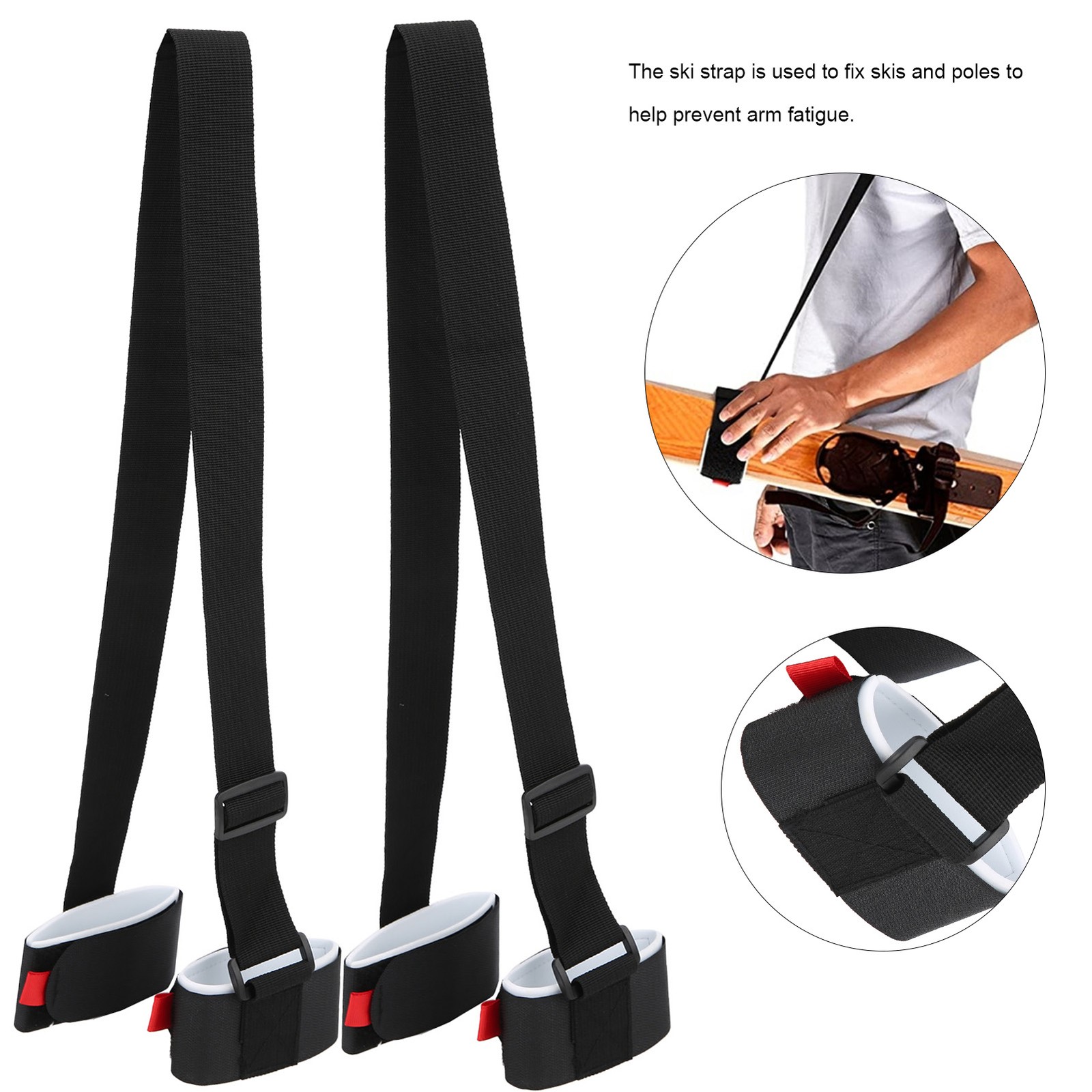 2Pcs Snowboard Shoulder Strap Double Skis Adjustable Belt AFCZ