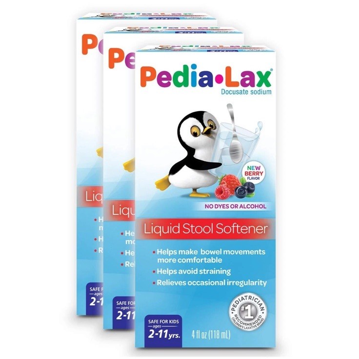 3-Pack Pedia Lax Liquid Stool Softener for Kids Berry Flavor 4 Fl Oz Exp 04/2026