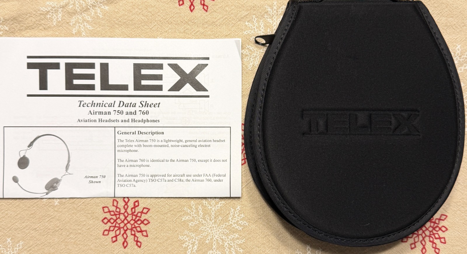 TELEX Airman 750 Aviation Headset Black - BARELY USED! Retail Price $300+