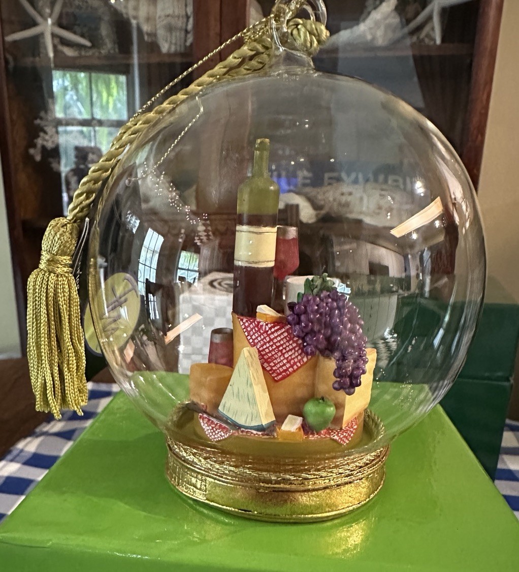 Wine And Cheese Memory Globe Ornament Flavia Milano