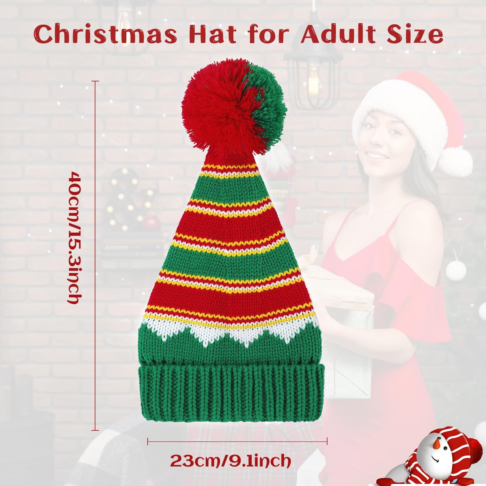 American Trends Santa Hat Adult Christmas Beanie One Size, Stripe 1