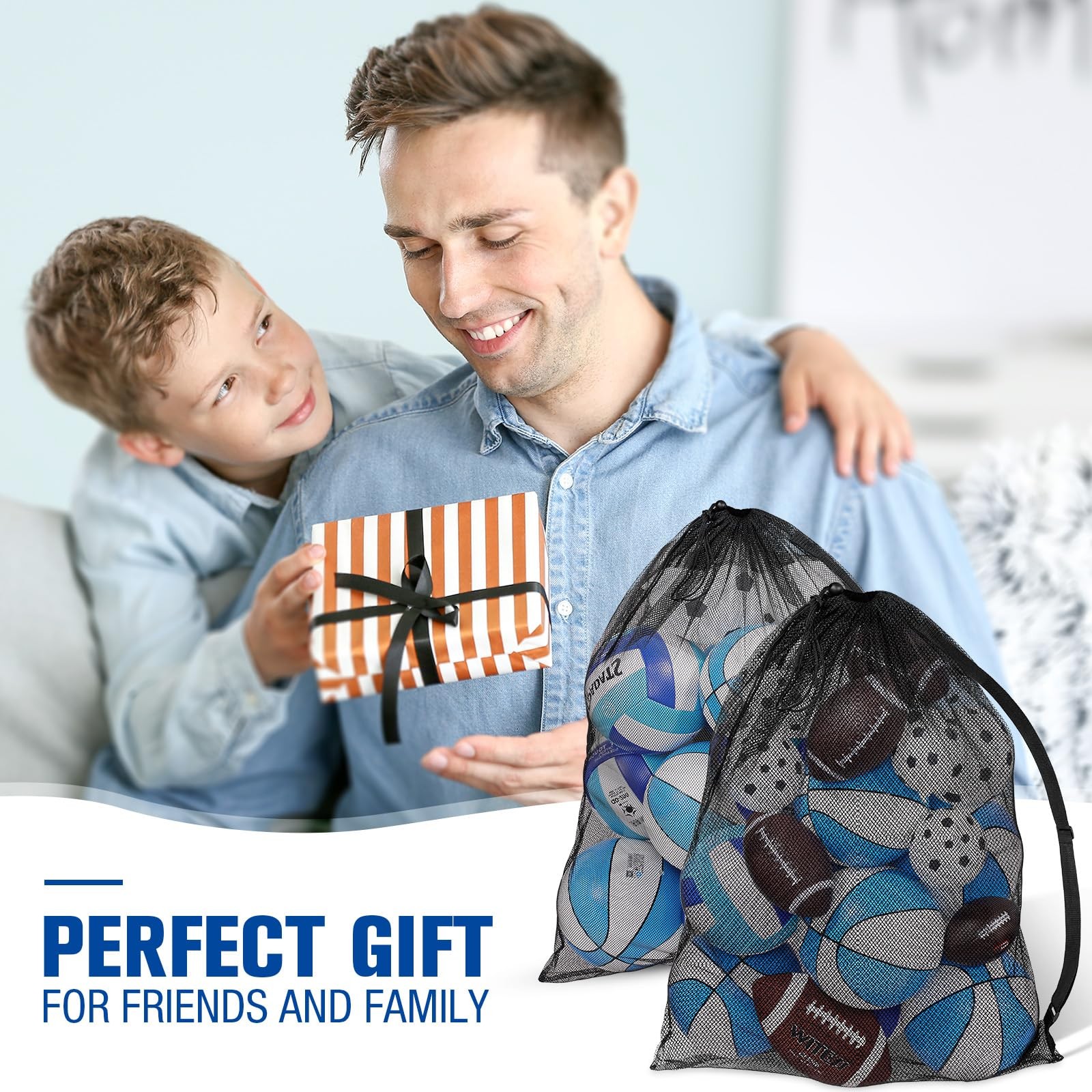 Shappy 8 Pack Extra Large Sports Ball Bag 30 x 40 Inches Mesh Soccer Basketball