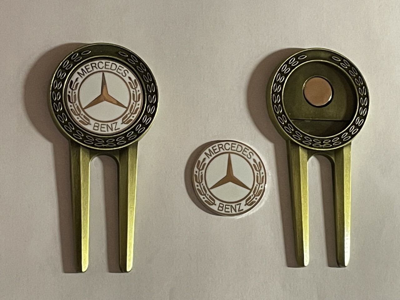 (1) Rare Mercedes-Benz Logo Divot Tool & 1" Coin Style Golf Marker - A Beauty!