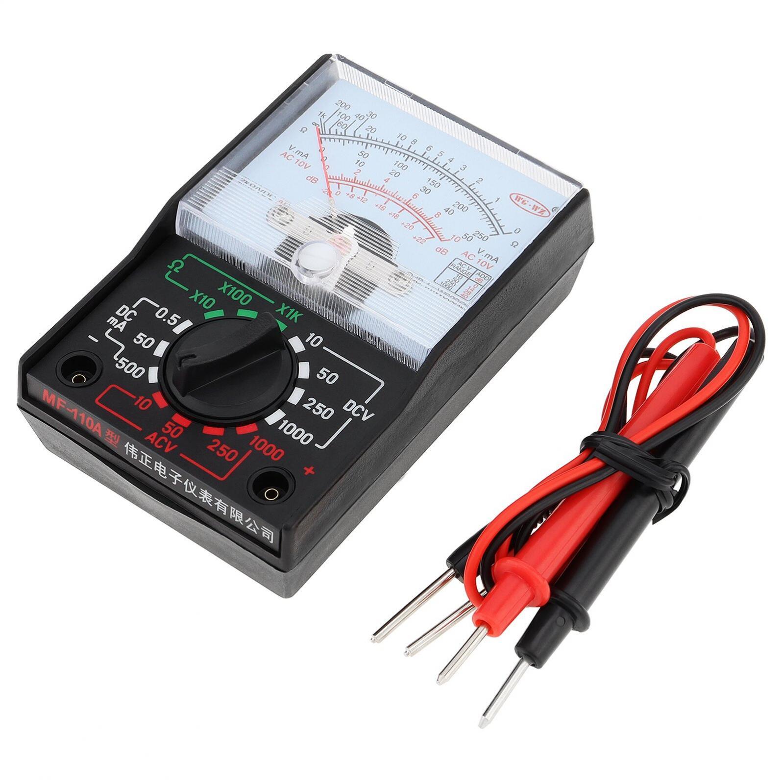 Analog Multimeter, AC/DC Volt Voltmeter Amp Tester Meter w/ Test Leads & Battery