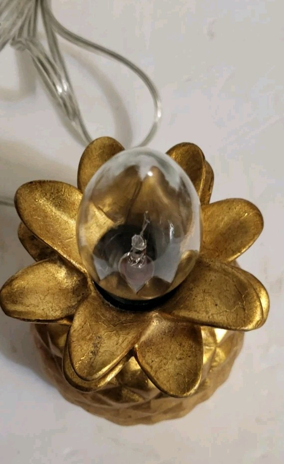 Small Goldtone Pineapple Plug In Table Light 5"
