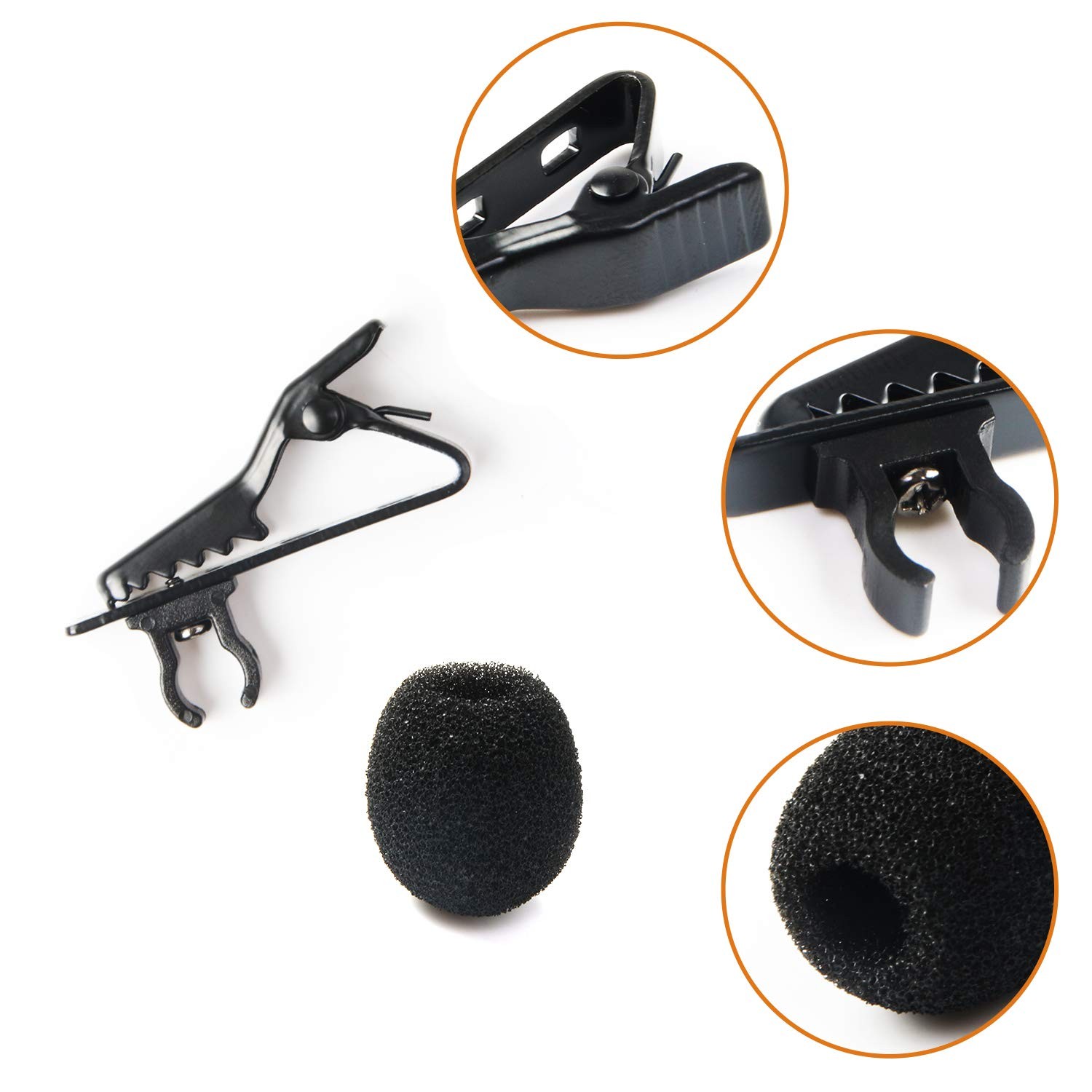 AUGSUN 18Pcs Lapel Microphone Clips Replacement Kit, 6Pcs Mini, black