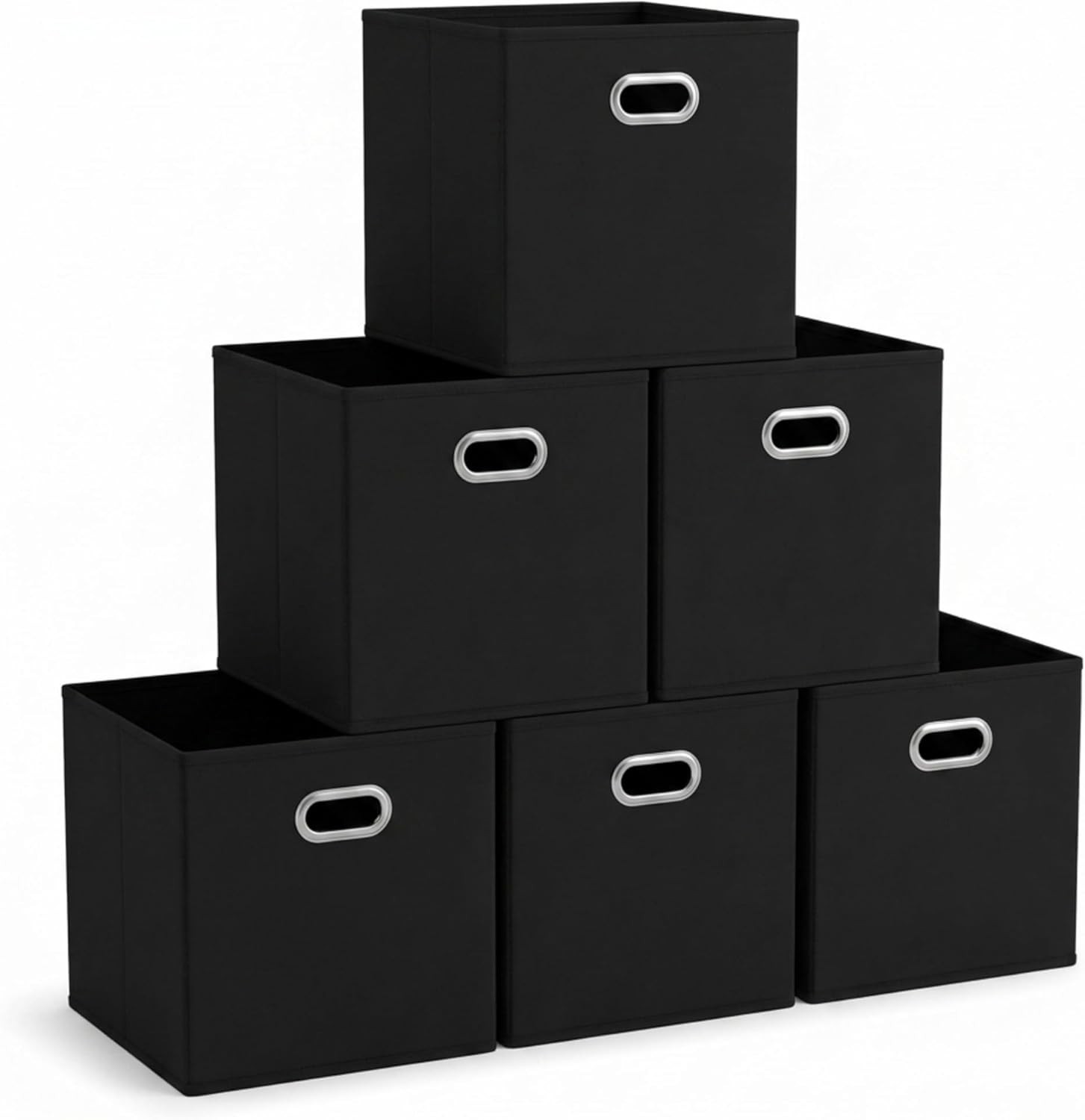 Foldable Fabric Storage Bins 6 Piece Set Strong Poly-Woven Fabric Sturdy