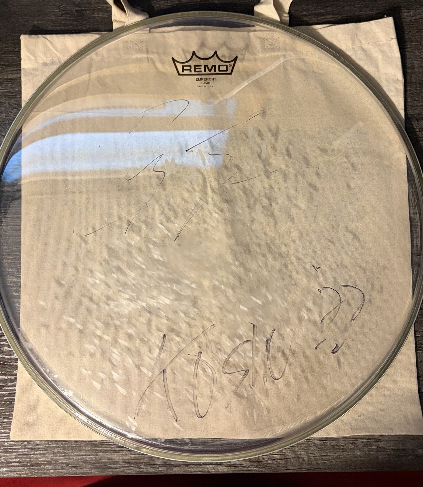 Ray Luzier Stage Used and Signed 16’ Drum Head Korn 2022