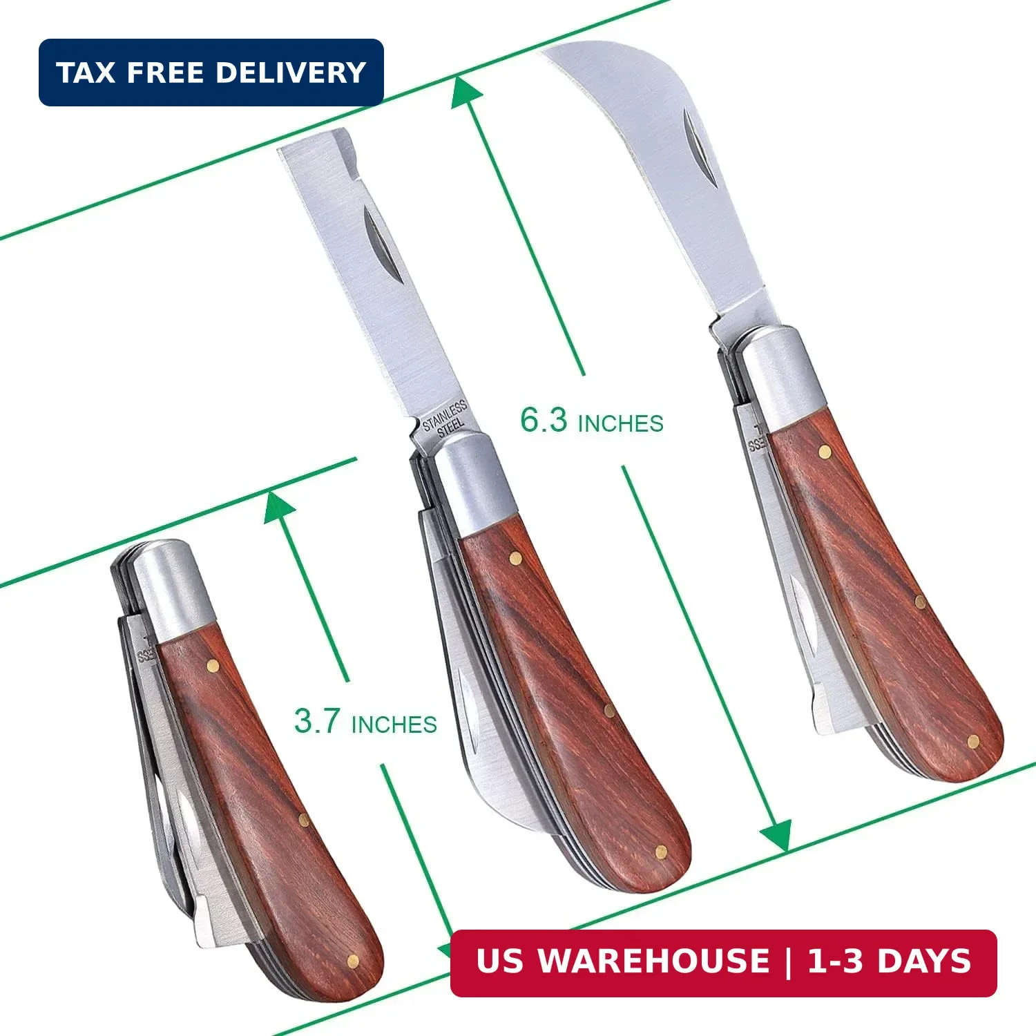 Grafting Knife With 2 Blades & 2 Tapes - Stainless Steel Gardening Tool for Plan