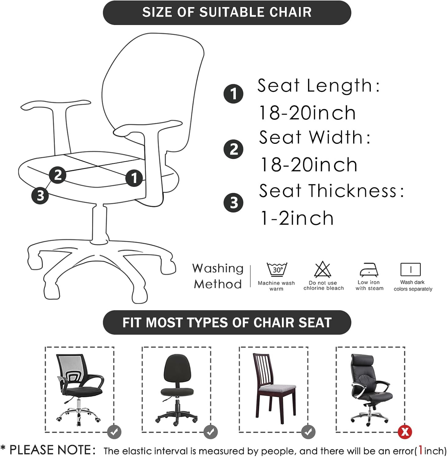 Office Chair Seat Covers Spandex Strech Computer Desk Chair Seat Cushion Slipcov